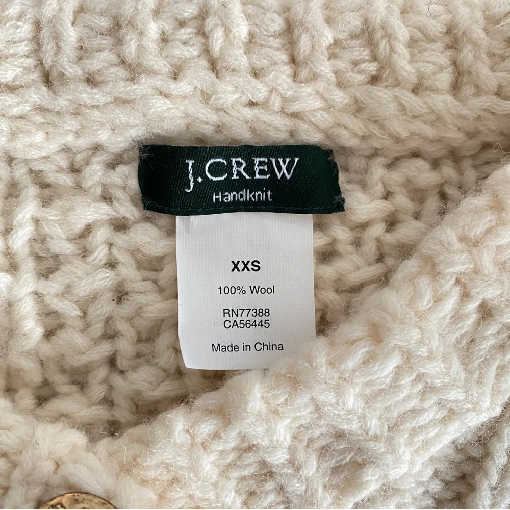 J.crew ivory hand knit button down Sweater